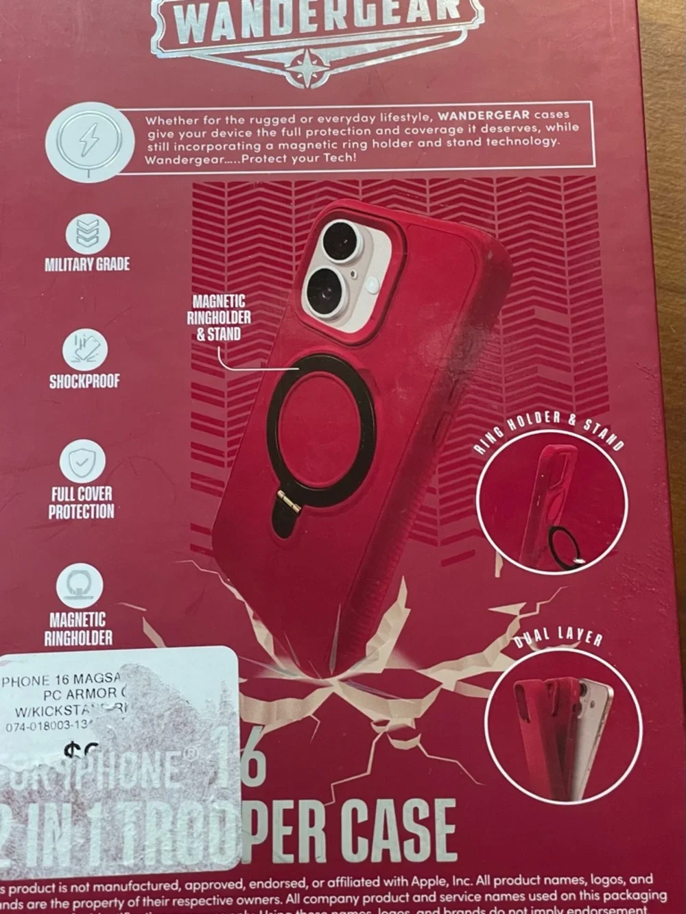 Wander 2-in-1 Trooper Case with Magnetic Ring Holder - Red